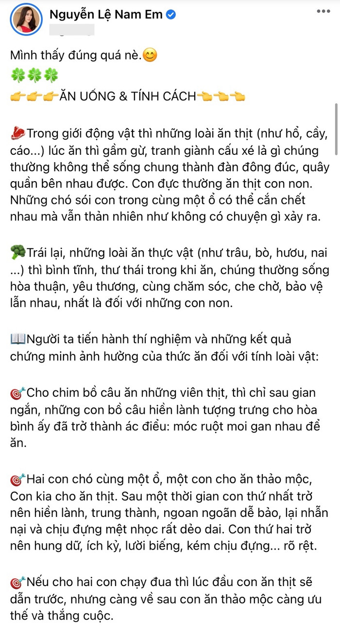 Bày tỏ quan điểm về việc ăn uống, Nam Em bị dân mạng phản đối kịch liệt: Thiếu kiến thức trầm trọng! Ảnh 1