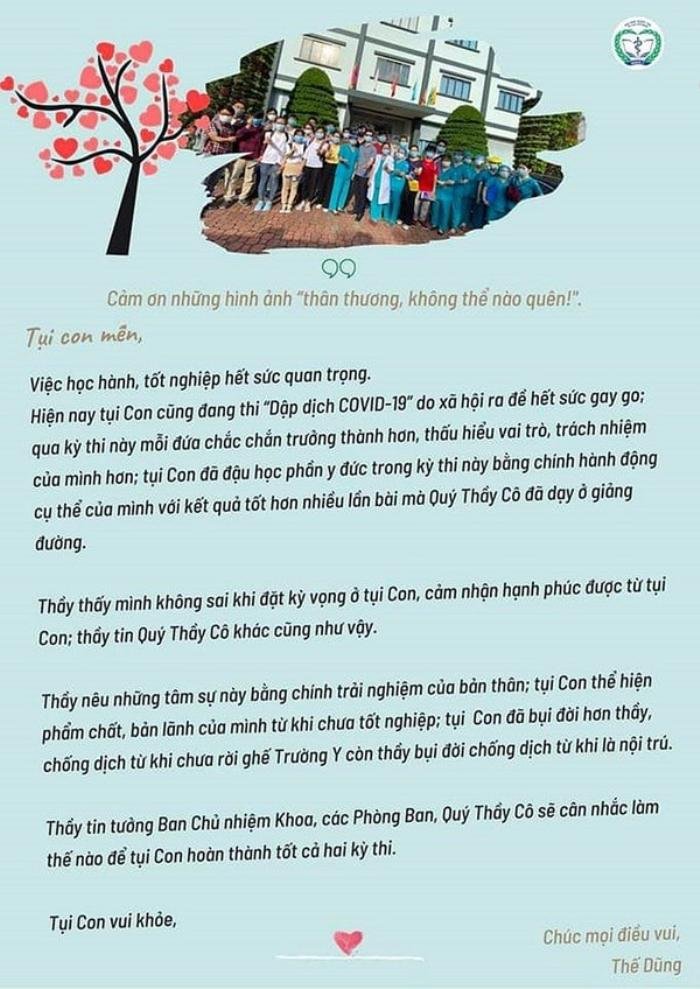 Ấm lòng những bức thư gửi sinh viên Y khoa: 'Tụi con đã đậu học phần y đức trong kỳ thi đặc biệt này' Ảnh 1