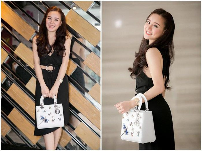 Bên cạnh đó, người đẹp còn sở hữu chiếc túi Lady Dior màu trắng, đính charm lấp lánh.