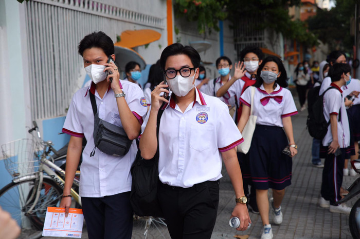 Thí sinh tại Hội đồng thi Trường THPT Trưng Vương, quận 1, TP.HCM