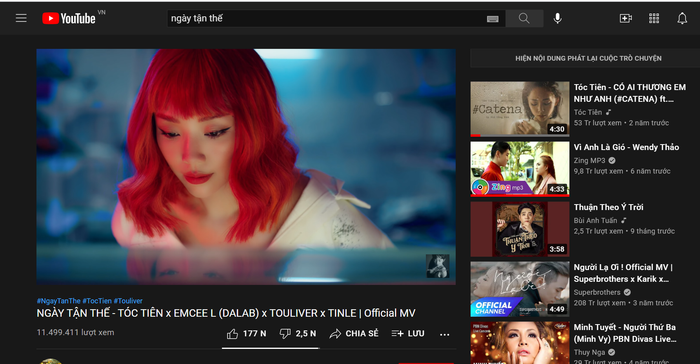 Ngày tận thế hiện đã đạt được hơn 11 triệu lượt xem trên Youtube