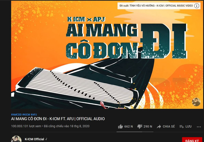MV Ai mang cô đơn đi đã cán mốc 100 triệu view.