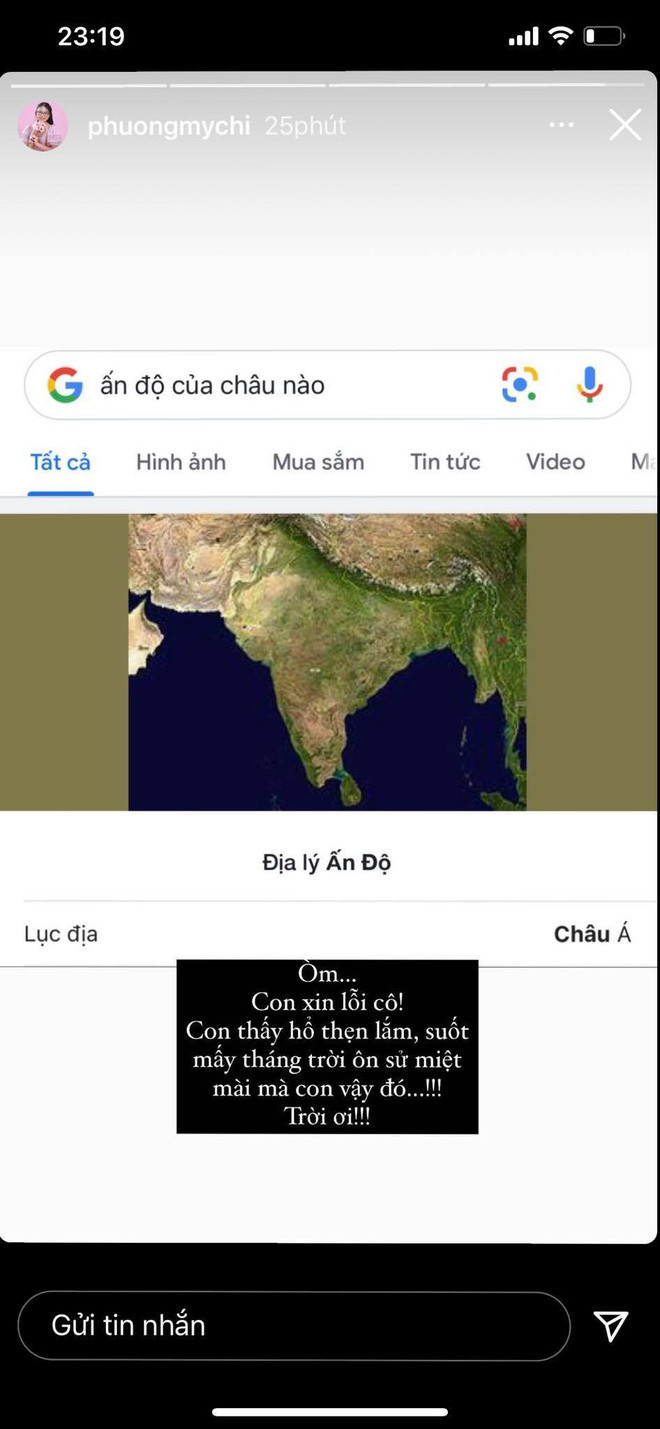 Sau khi biết mình nhẫm lẫn kiến thức, Phương Mỹ Chi tỏ ra đầy tiếc nuối và thấy bản thân có lỗi với giáo viên