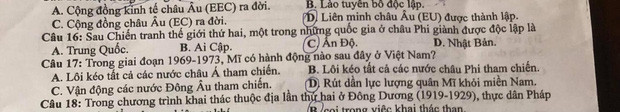 Câu hỏi môn Lịch sử khiến nhiều sĩ tử nhầm lẫn
