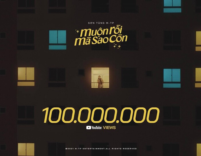 Và cũng chính thức mang về 100 triệu view chỉ sau 37 ngày phát hành. Quả thật dù ra mắt vào thời điểm COVID-19 bùng phát, nhưng người hâm mộ vẫn đón nhận sản phẩm của Sơn Tùng một cách nhiệt tình.