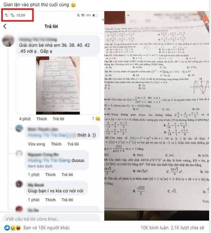 Vụ thí sinh chụp đề thi Toán rồi gửi cho người nhà 'cầu cứu' dân mạng: Không công nhận tốt nghiệp Ảnh 1