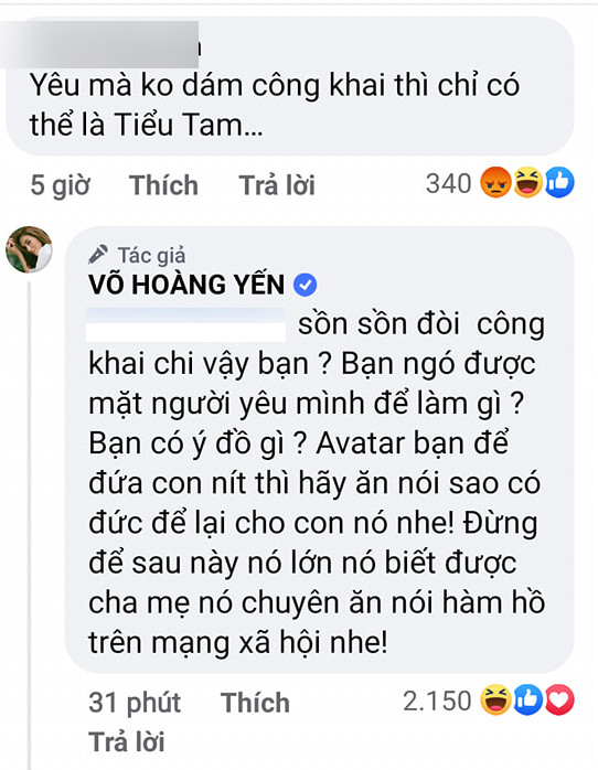 Võ Hoàng Yến đáp trả cực gắt khi bị vu khống là 'tiểu tam'.