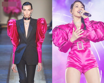 Một thiết kế với phần vai hoa hồng giống của nhà mốt Alexander McQueen.