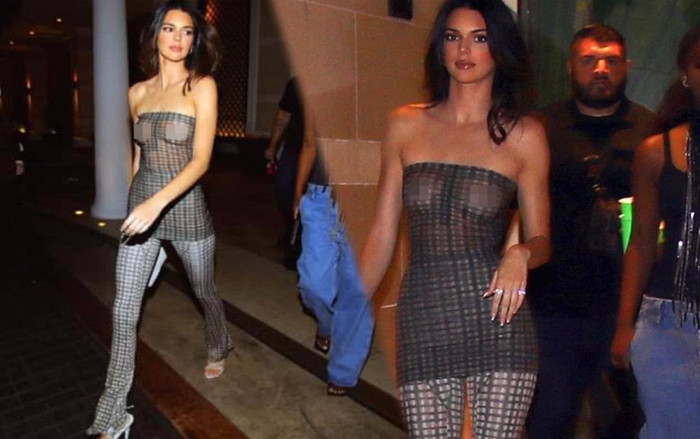 Chân dài Kendall Jenner mặc áo xuyên thấu thả rông vòng 1 tung tăng đi chơi cùng bạn Ảnh 2
