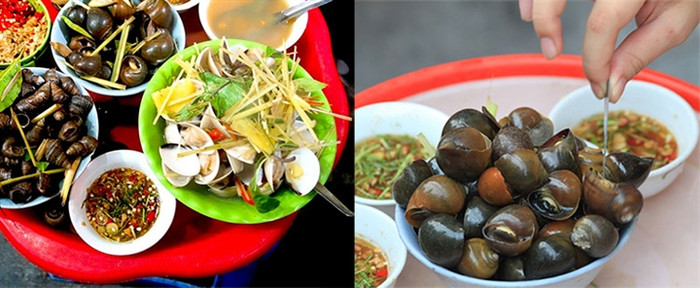 Nhể ốc bằng những tấm thép nhỏ cắt nhọn đầu, chạm trực tiếp vào phần thịt ốc giòn và béo. (Ảnh minh họa)