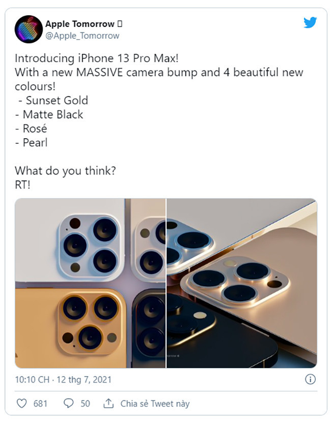 Bài đăng của Apple Tomorrow về dòng iPhone 13