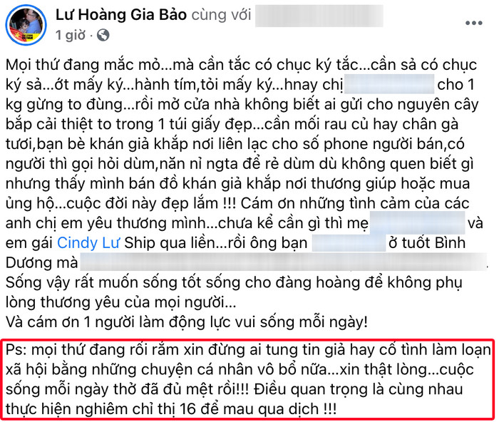 Bài viết của diễn viên Gia Bảo.