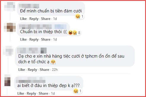 Loạt bình luận hỏi dân tình chỗ nào... in thiệp đẹp để chuẩn bị lấy chồng. Chuyện nửa thật nửa đùa này khiến nhiều người không khỏi 'cười ra nước mắt'.