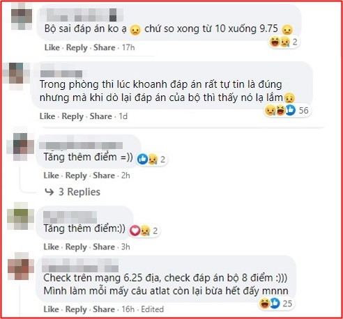 Có thí sinh tự tin rằng đã làm rất tốt bài thi, thế nhưng lúc so kết quả lại 'lạ lẫm' thế này?