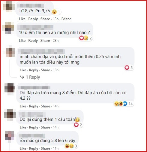 Cũng có sĩ tử tăng điểm khi đối chiếu với đáp án chính thức