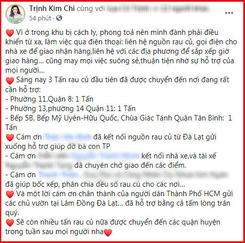 NSƯT Trịnh Kim Chi điều động 3 tấn rau củ ủng hộ những hoàn cảnh khó khăn trong mùa dịch Ảnh 3