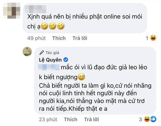 Lệ Quyên dạo gần đây rất chăm đáp trả tay đôi với anti-fan nói những lời không hay về mình.