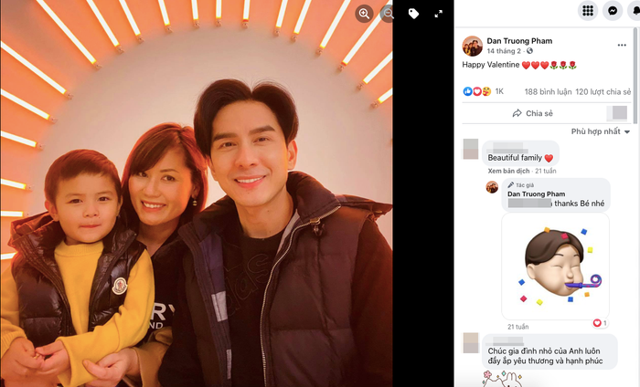 Nam ca sĩ đăng ảnh gia đình trong ngày Valentine 2021