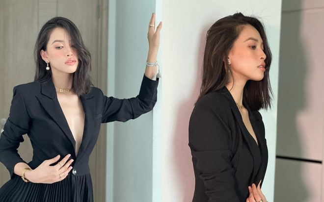 Trần Tiểu Vy 'thả rông' vòng 1 với set đồ đen huyền bí: Gợi cảm thế này sẵn sàng chinh chiến Miss Grand? Ảnh 2