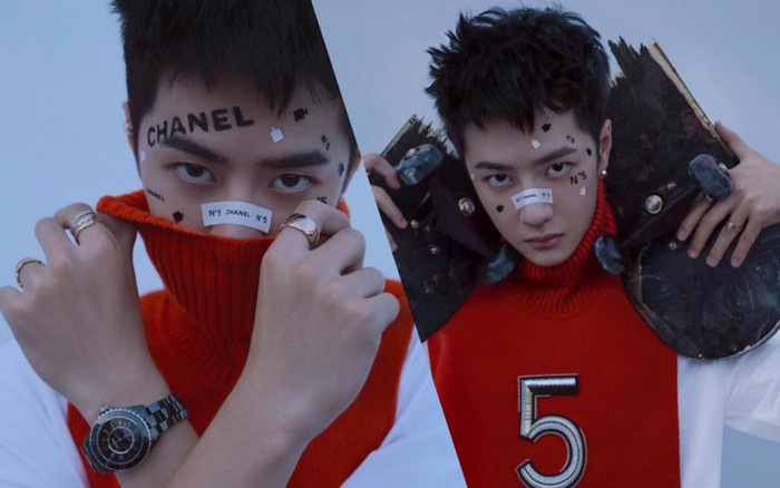 Visual đầy nổi loạn & mặt chi chít stickers của Vương Nhất Bác trên tạp chí Ảnh 2