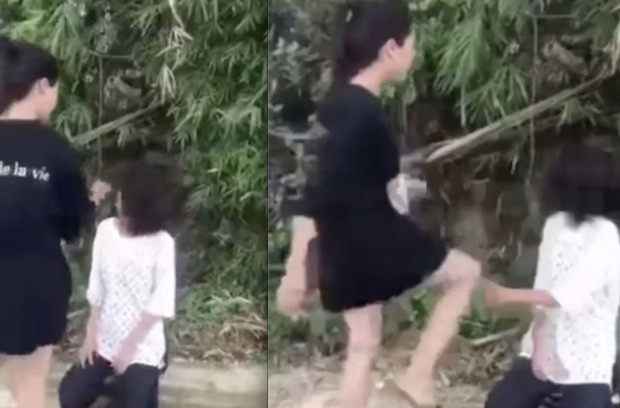 Hình ảnh cắt từ clip nữ sinh bị bạn đánh