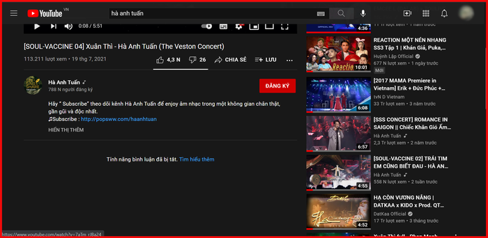 Hà Anh Tuấn bất ngờ tắt toàn bộ bình luận trên Youtube của mình