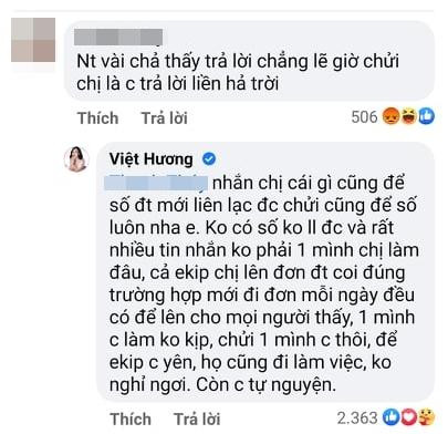 Đáp trả củ Việt Hương.