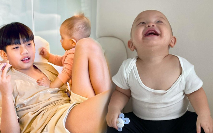 Hồ Ngọc Hà chia sẻ về ngày thứ 7 của các con: Lisa quấn lấy anh hai, Leon cười chảy cả nước miếng Ảnh 2