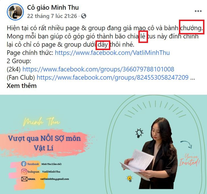 Đăng bài kêu gọi ủng hộ, cô giáo Minh Thu bị 'bóc phốt' sai liền 3 lỗi chính tả dù chỉ viết vài dòng chữ Ảnh 1