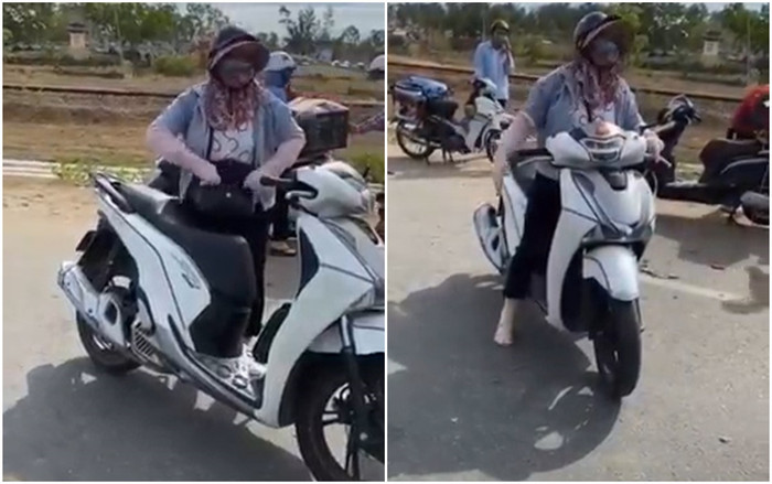 Người phụ nữ quát mắng, dọa nạt cán bộ tại chốt kiểm dịch. Ảnh cắt từ clip