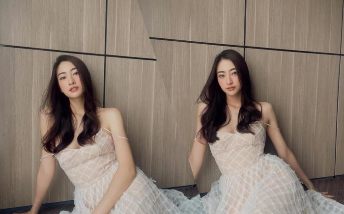 Hoa hậu Lương Thùy Linh mặc váy cúp ngực đẹp như nàng thơ Ảnh 2