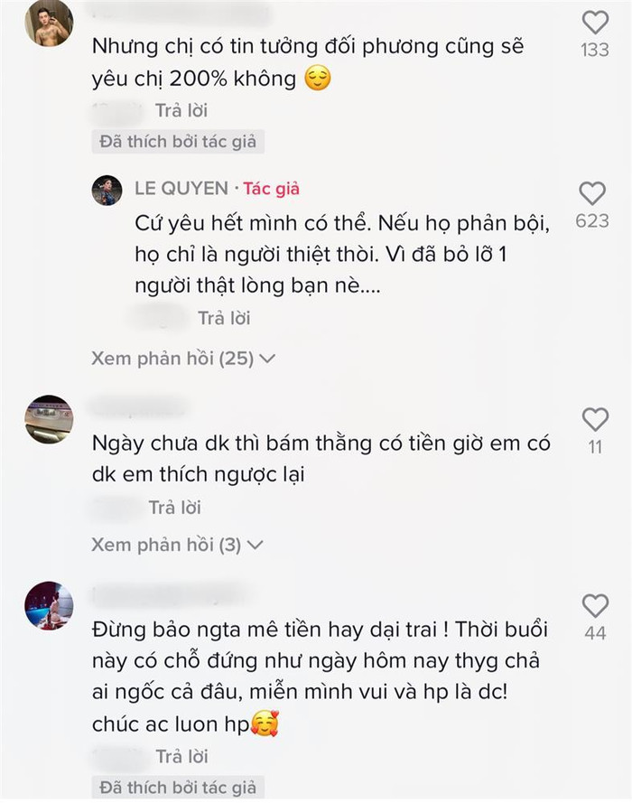 Rất nhiều bình luận chúc phúc, san sẻ niềm vui cùng Lệ Quyên và Lâm Bảo Châu. 