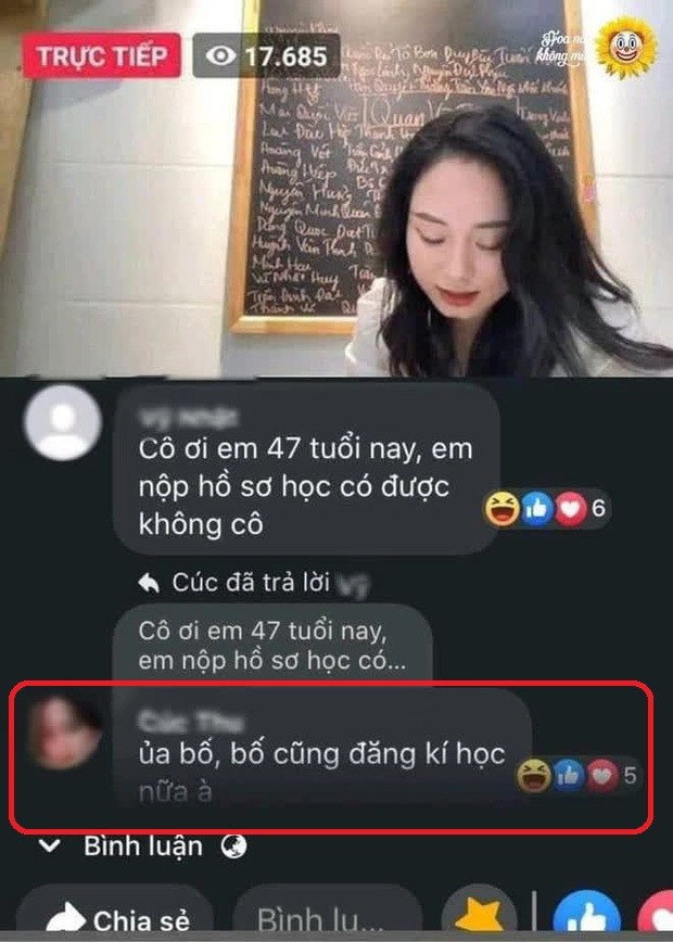 Ông bố 47 tuổi theo dõi tiết dạy học của cô giáo Minh Thu nhưng lại bị con gái 'bắt quả tang'