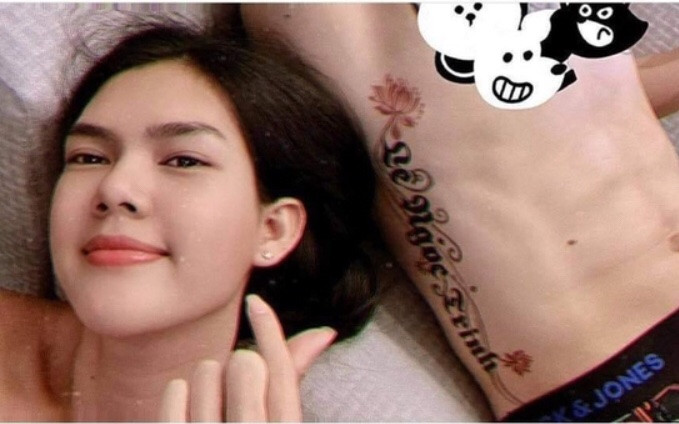 Hot boy U22 lộ ảnh nóng bỏng với Ngọc Trinh, xăm trổ đầy người gây... choáng Ảnh 2