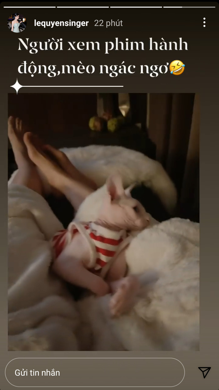 Lệ Quyên công khai đăng ảnh giường chiếu cùng với Lâm Bảo Châu.