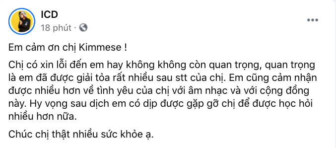 ICD cảm ơn tới Kimmese: 'quan trọng là em đã được giải tỏa rất nhiều' Ảnh 3