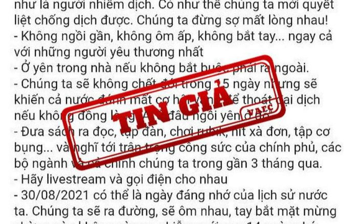 Xuất hiện phát ngôn giả mạo Phó Thủ tướng Vũ Đức Đam về việc chỉ đạo chống dịch Ảnh 2