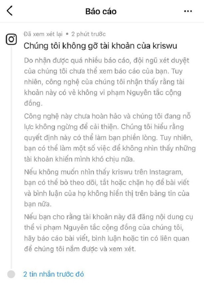 Phản hồi của Instagram