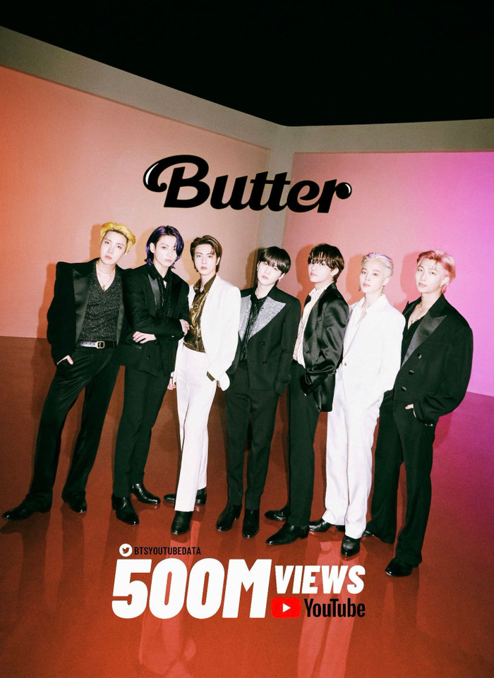 MV Butter của BTS cũng đã cán mốc 500 triệu view.