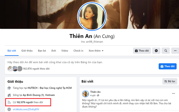 Lượng người theo dõi Thiên An ở thời điểm hiện tại