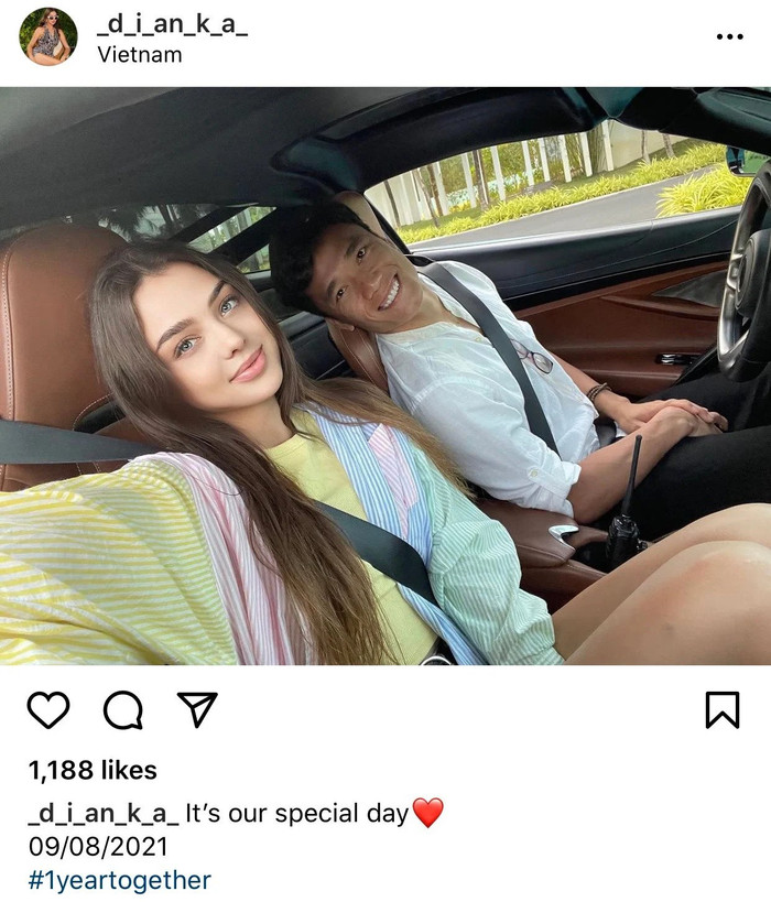 Dianka kỷ niệm ngày đặc biệt bằng việc đăng tải bức hình selfie cùng Bùi Tiến Dũng.