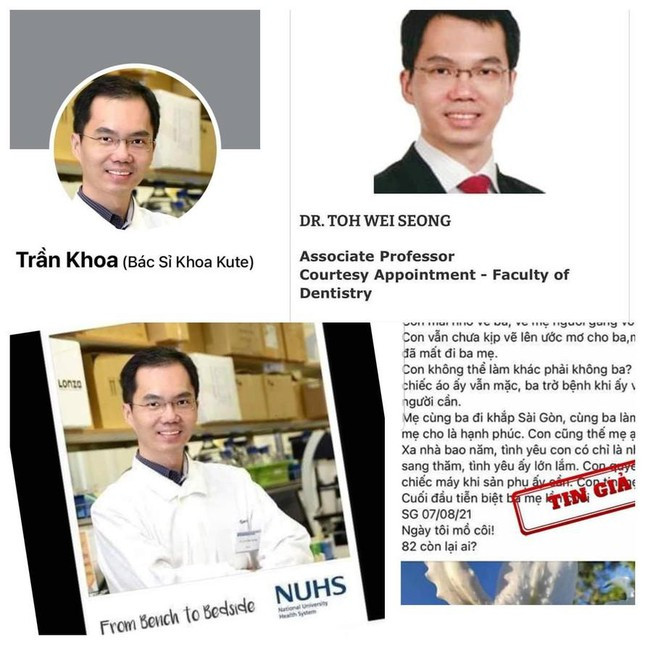 Hình ảnh của 'bác sĩ Khoa' kute thực ra là bác sĩ Toh Wei Seong làm việc tại đại học NUHS bên Singapore