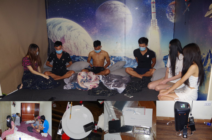 Các đối tượng và tang vật. (Ảnh: Công an Hà Nam).