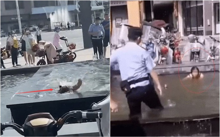 Trút bỏ xiêm y rồi bơi lội trong hồ phun nước, cô gái có hành động 'lạ' khi bị cảnh sát 'hỏi thăm' Ảnh 2