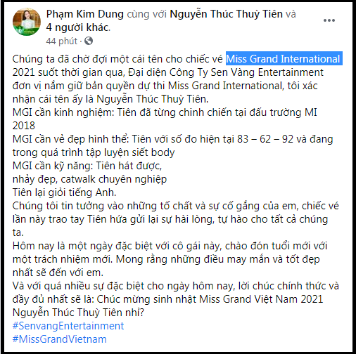 'Vượt mặt' Tiểu Vy - Lương Thùy Linh: Thùy Tiên chính thức đại diện Việt Nam tại Miss Grand 2021 Ảnh 1