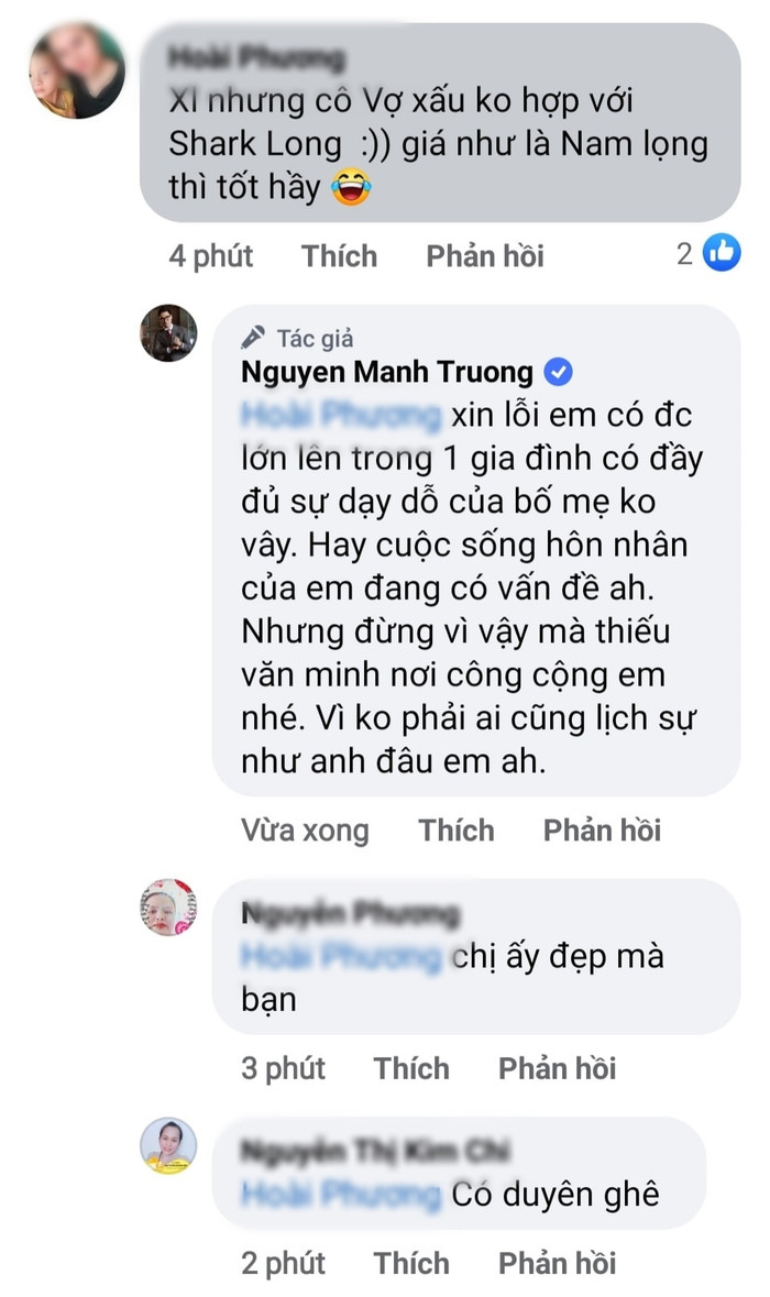 Bình luận của netizen khiến Mạnh Trường cực bức xúc.
