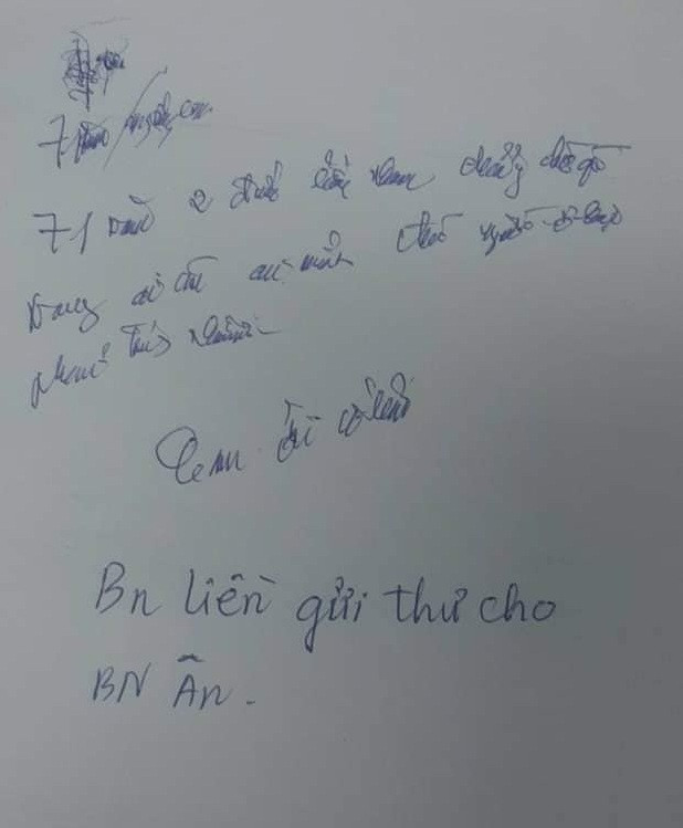 Bức thư của cụ ông gửi cho vợ.