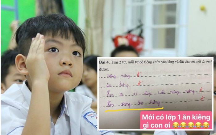 Đặt câu có chứa vần 'iêng', học sinh tiểu học đưa ra đáp án khiến cô giáo 'cười ra nước mắt' Ảnh 2
