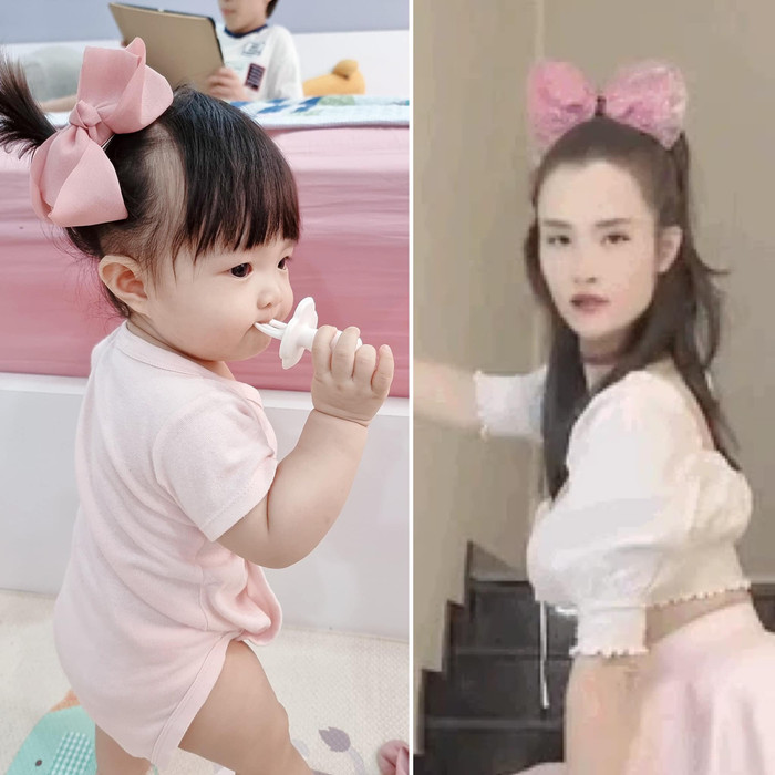 Hình ảnh hai mẹ con Đông Nhi và Winnie cùng gắn nơ trên tóc được bố Ông Cao Thắng update 'dìm hàng' vừa qua trên trang cá nhân