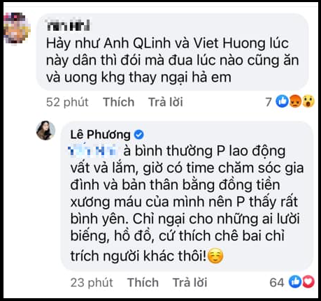 Nữ diễn viên thẳng thắn phản hồi khi bị mỉa mai khoe đồ ăn trong lúc nhiều người khó khăn.